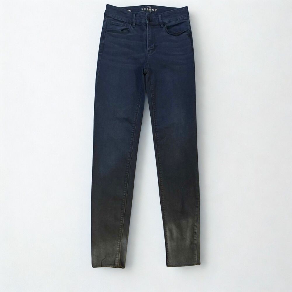 White House Black Market Jeans Womens Size 00 The Skinny Ankle Dark Wash Raw Hem